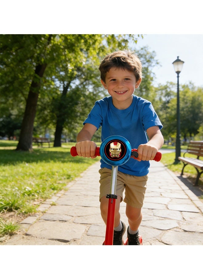 2 قطعة جرس دراجة كرتوني سبايدرمان آيرونمان للأطفال والكبار من الألومنيوم بصوت عالٍ وواضح جرس عالمي مناسب للدراجات والدراجات البخارية إكسسوارات دراجات عملية للفتيات والفتيان للاستخدام اليومي - Image 3